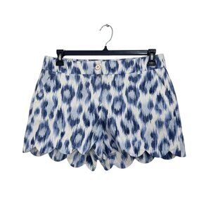 Crown & Ivy Shelby Womens Scalloped Hem Ikat Print Shorts Size 6 Cotton Blend